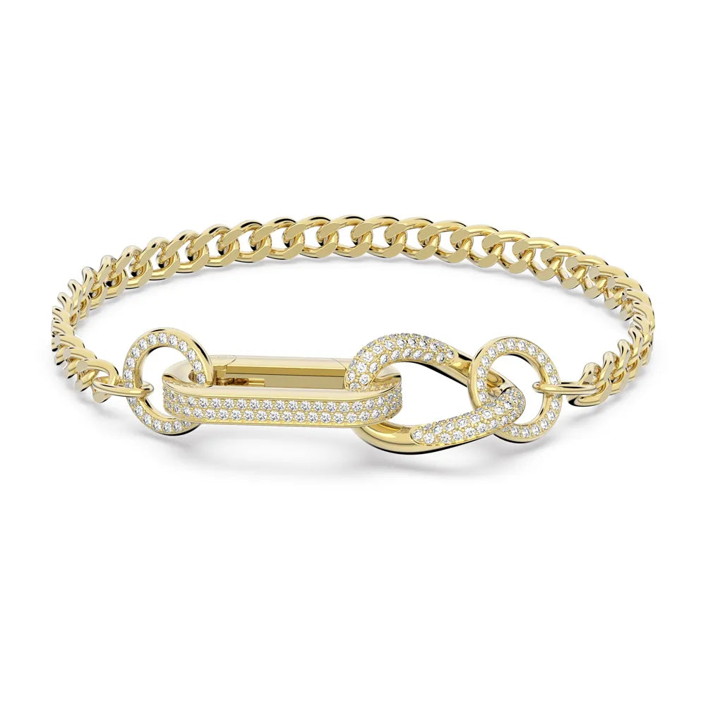 Pulsera Dextera con pavé y eslabones mixtos, color blanco