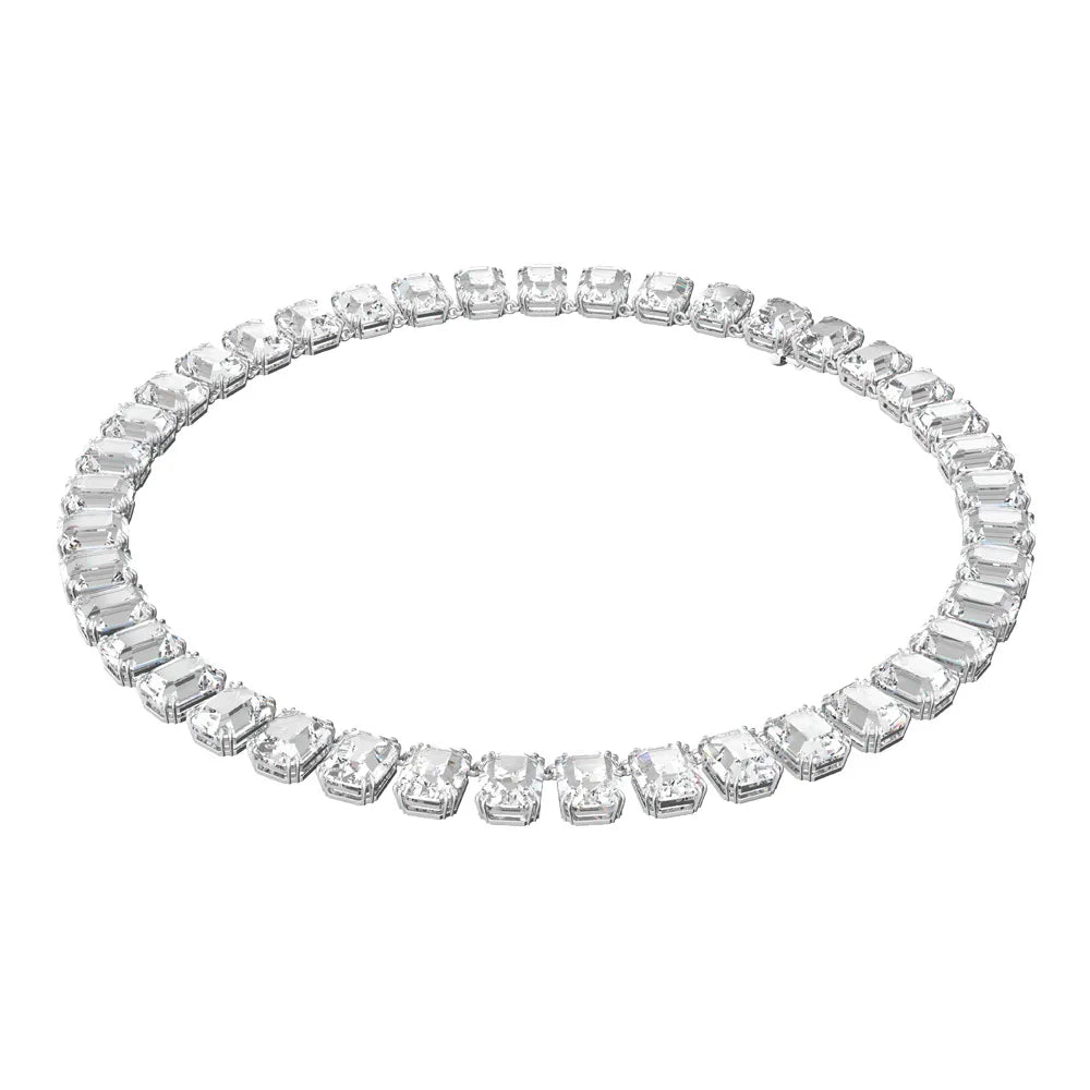 Collar Millenia, cristales de corte octogonal, blanco