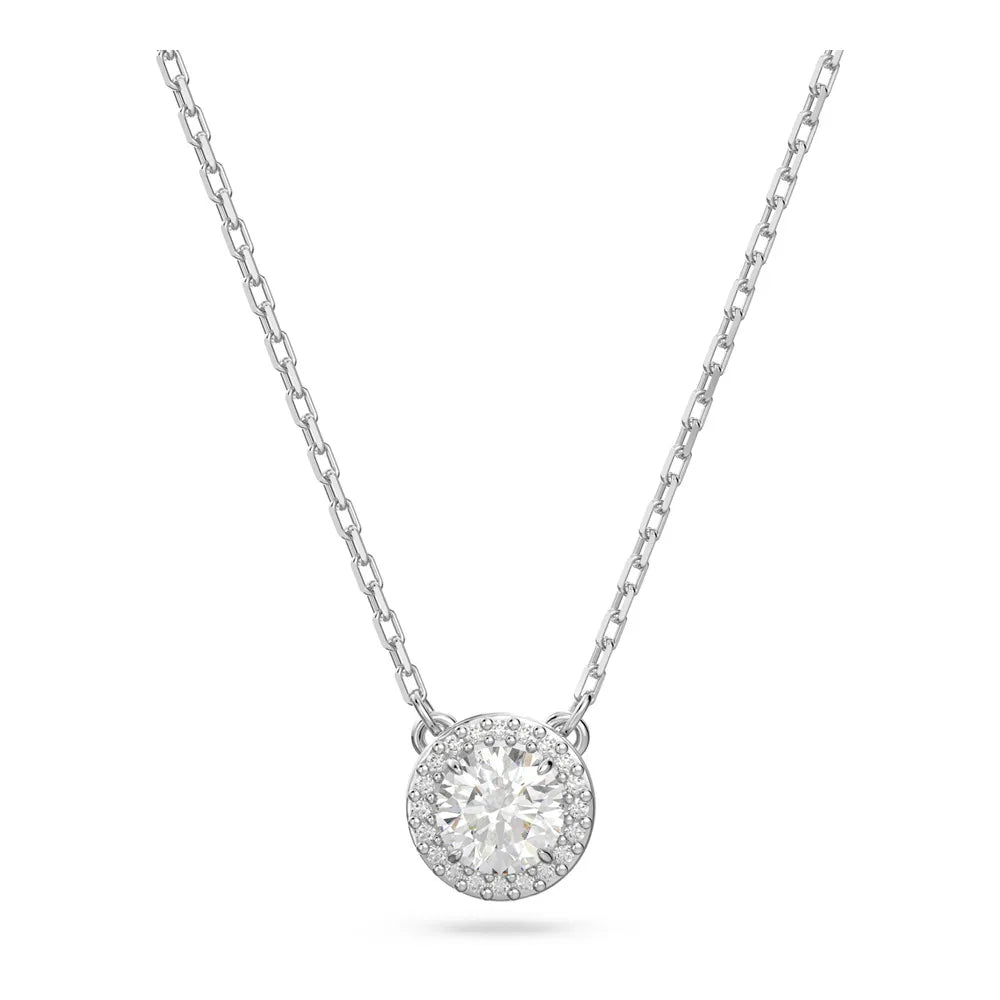 Colgante Constella, corte redondo, pavé, blanco