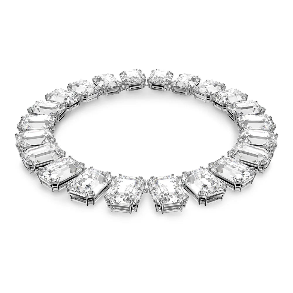 Collar Millenia, cristales de talla octogonal, blanco