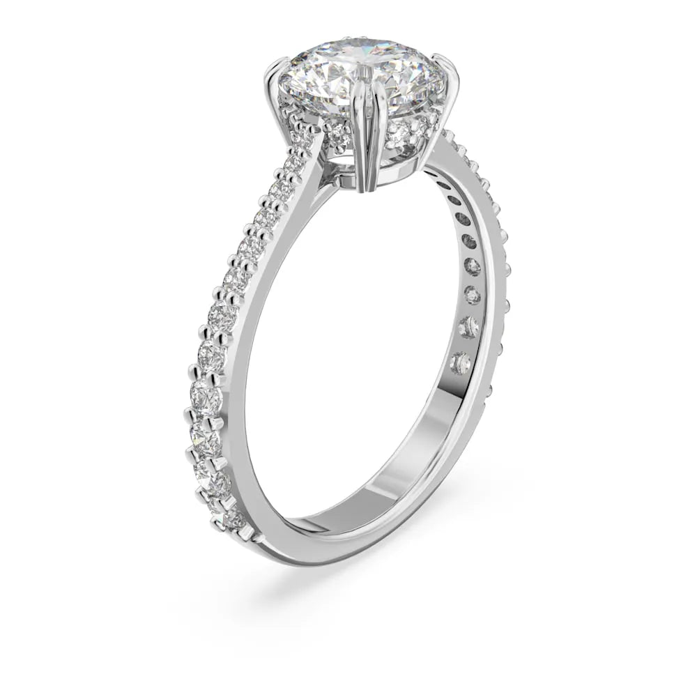 Anillo de cóctel Constella, corte princesa, pavé, blanco