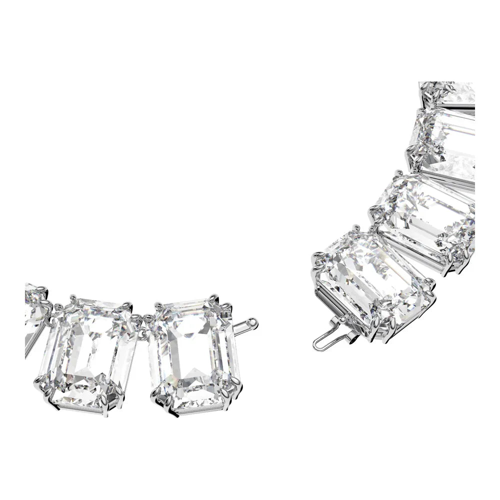 Collar Millenia, cristales de talla octogonal, blanco