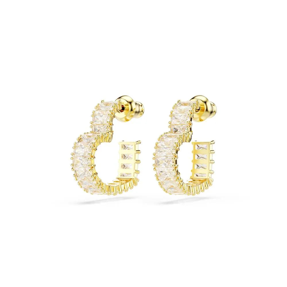 Pendientes de aro Matrix, talla baguette, corazón, pequeños, blancos