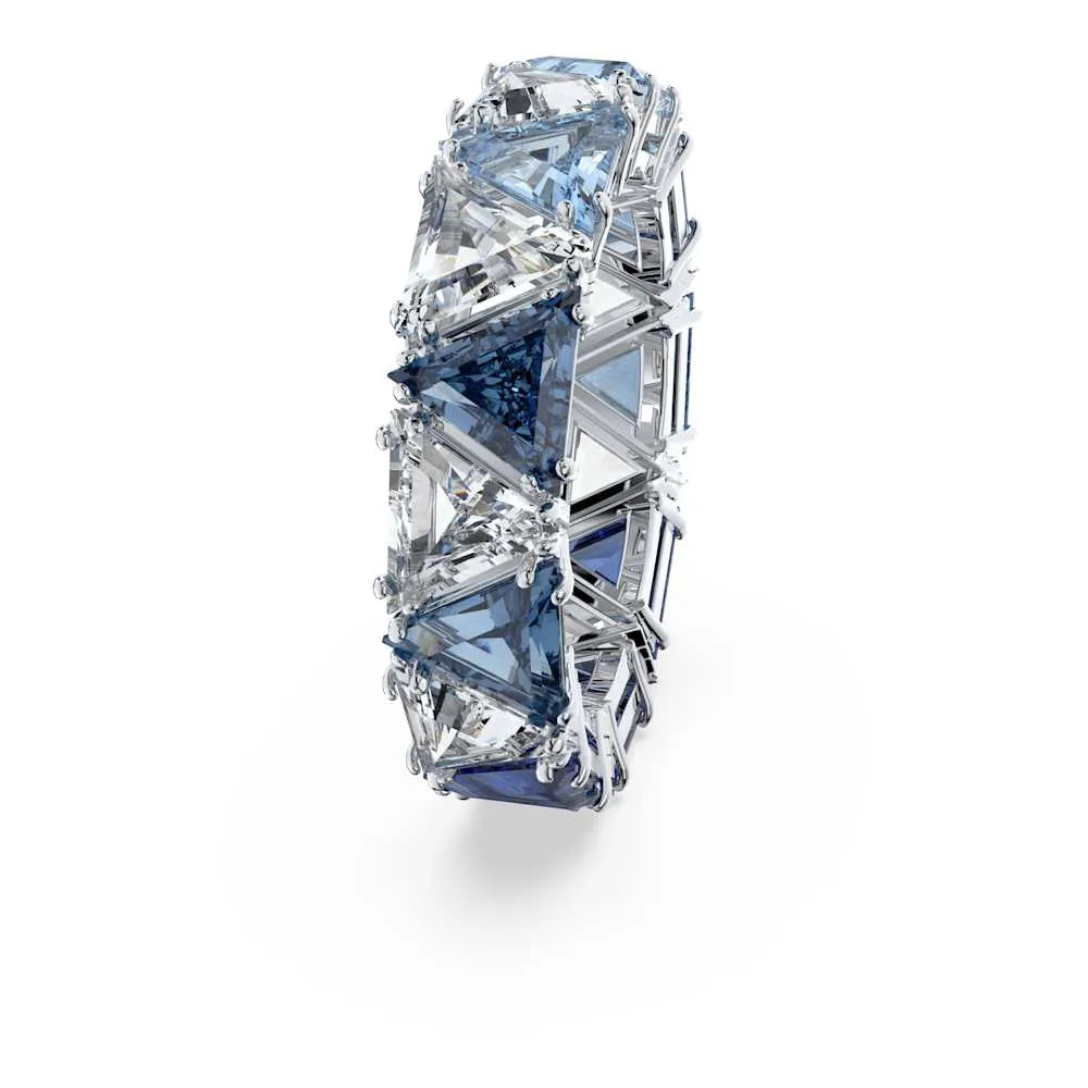Anillo de cóctel Millenia, cristales de talla triangular, color azul