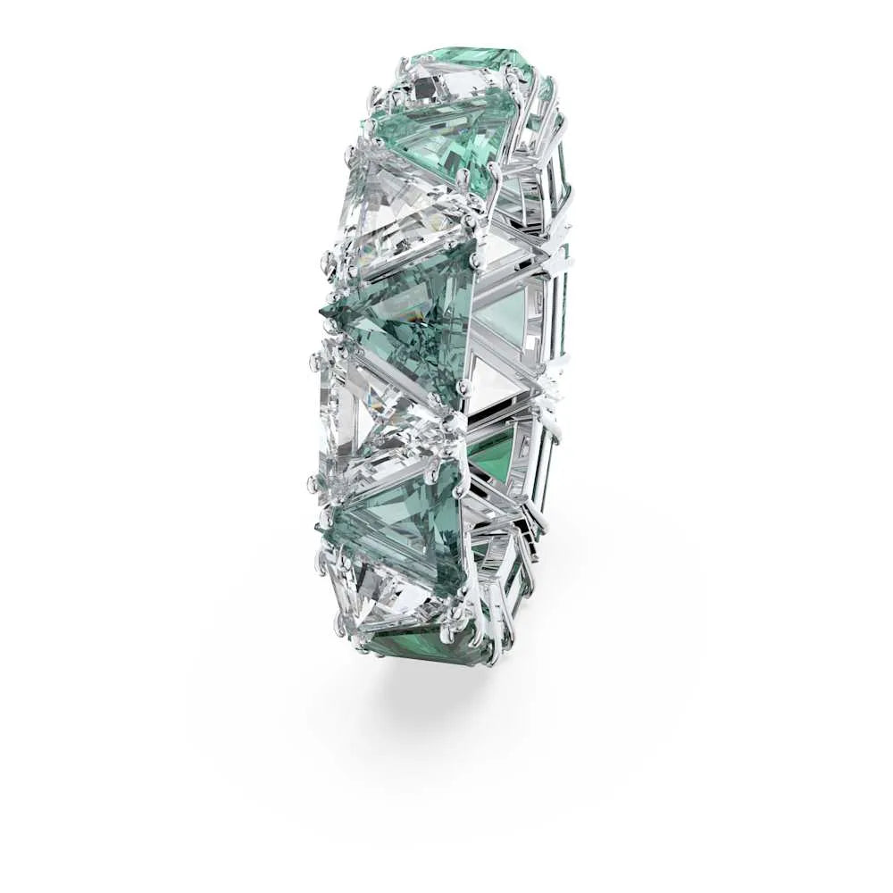 Anillo de cóctel Millenia, cristales de talla triangular, color verde