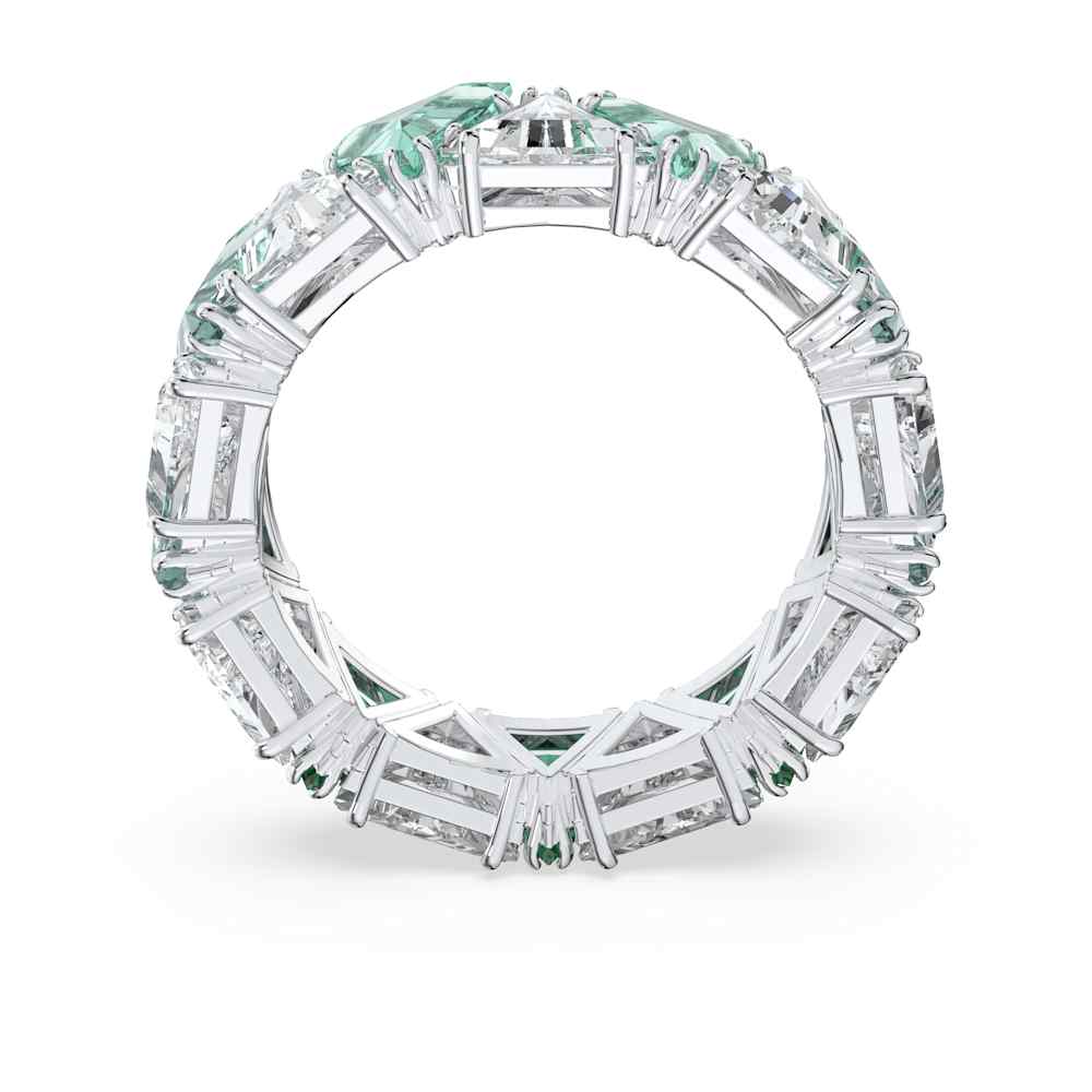 Anillo de cóctel Millenia, cristales de talla triangular, color verde
