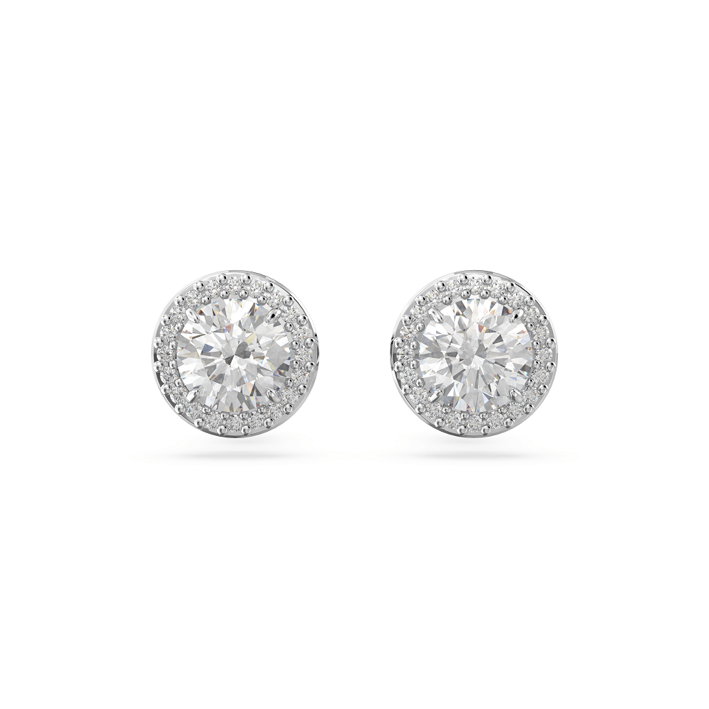 Pendientes Constella de corte redondo con pavé blanco
