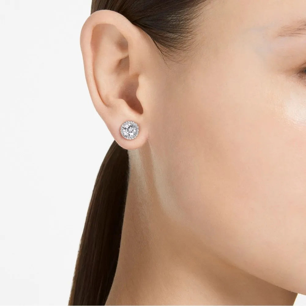 Pendientes Constella de corte redondo con pavé blanco