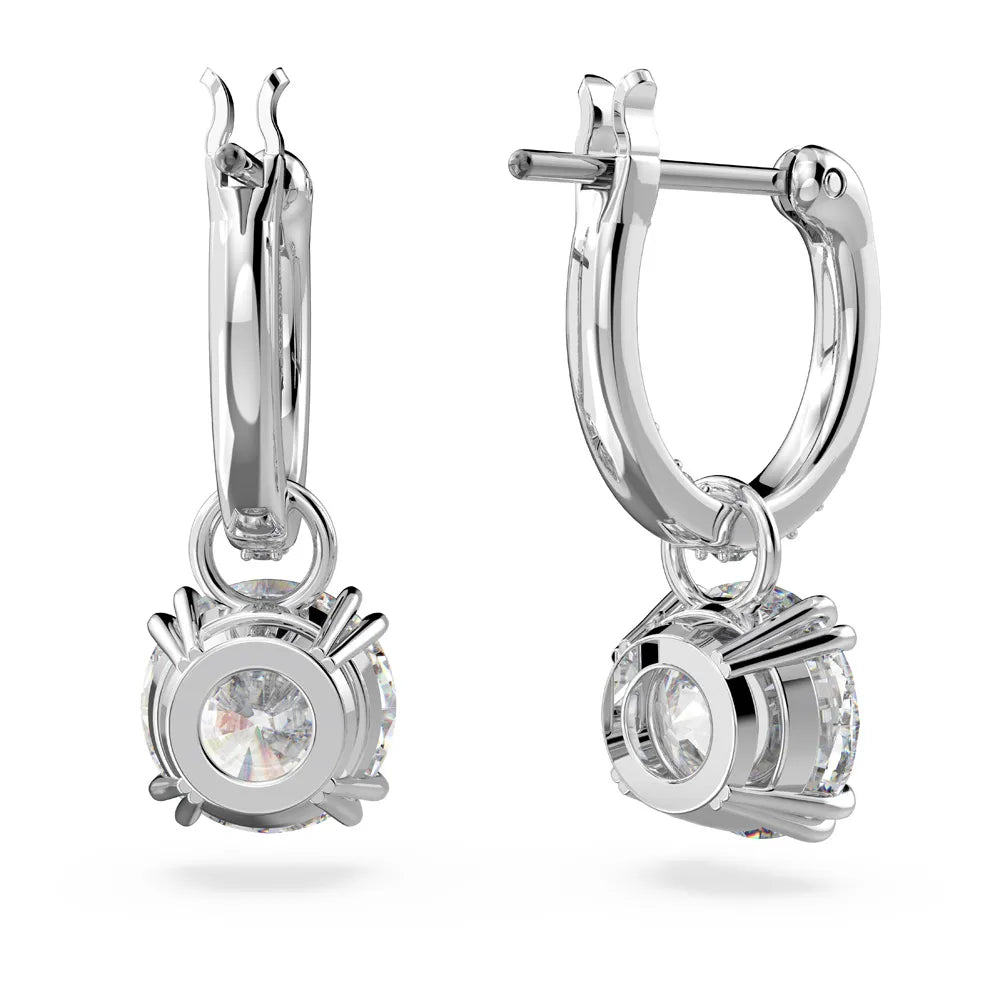 Pendientes largos Constella, corte redondo, color blanco