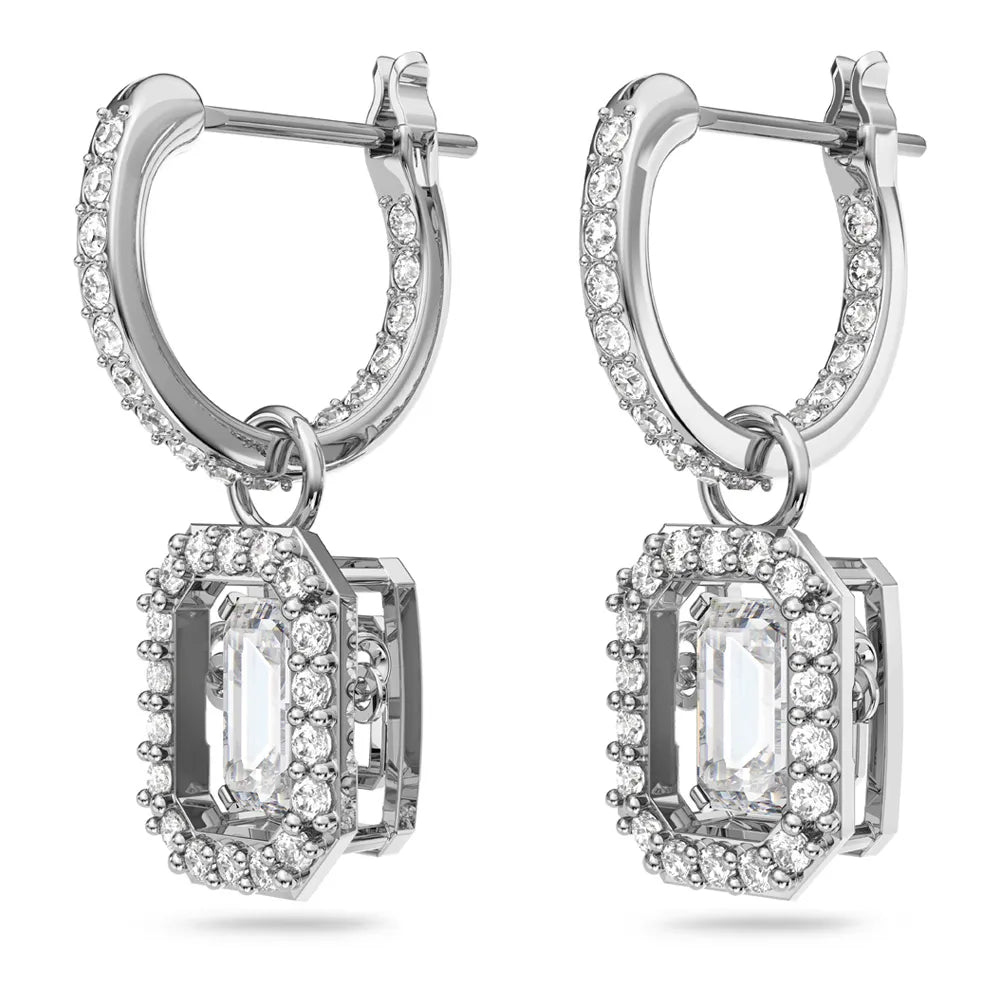 Pendientes largos Millenia, corte octogonal, color blanco