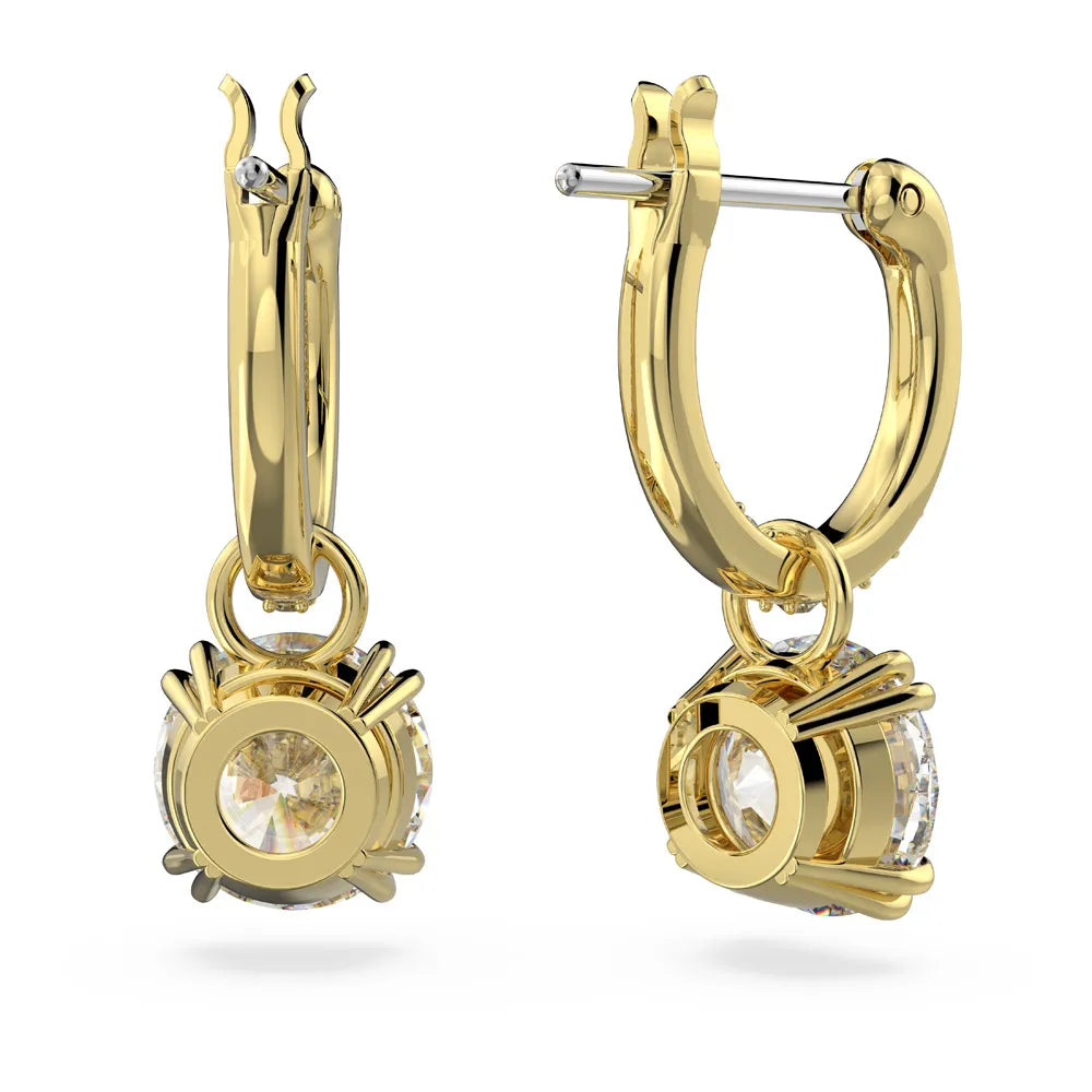 Pendientes largos Constella, corte redondo, color blanco