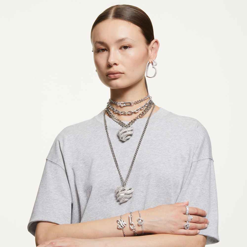 Anillo de cóctel Matrix, combinación de cortes, corazón, blanco