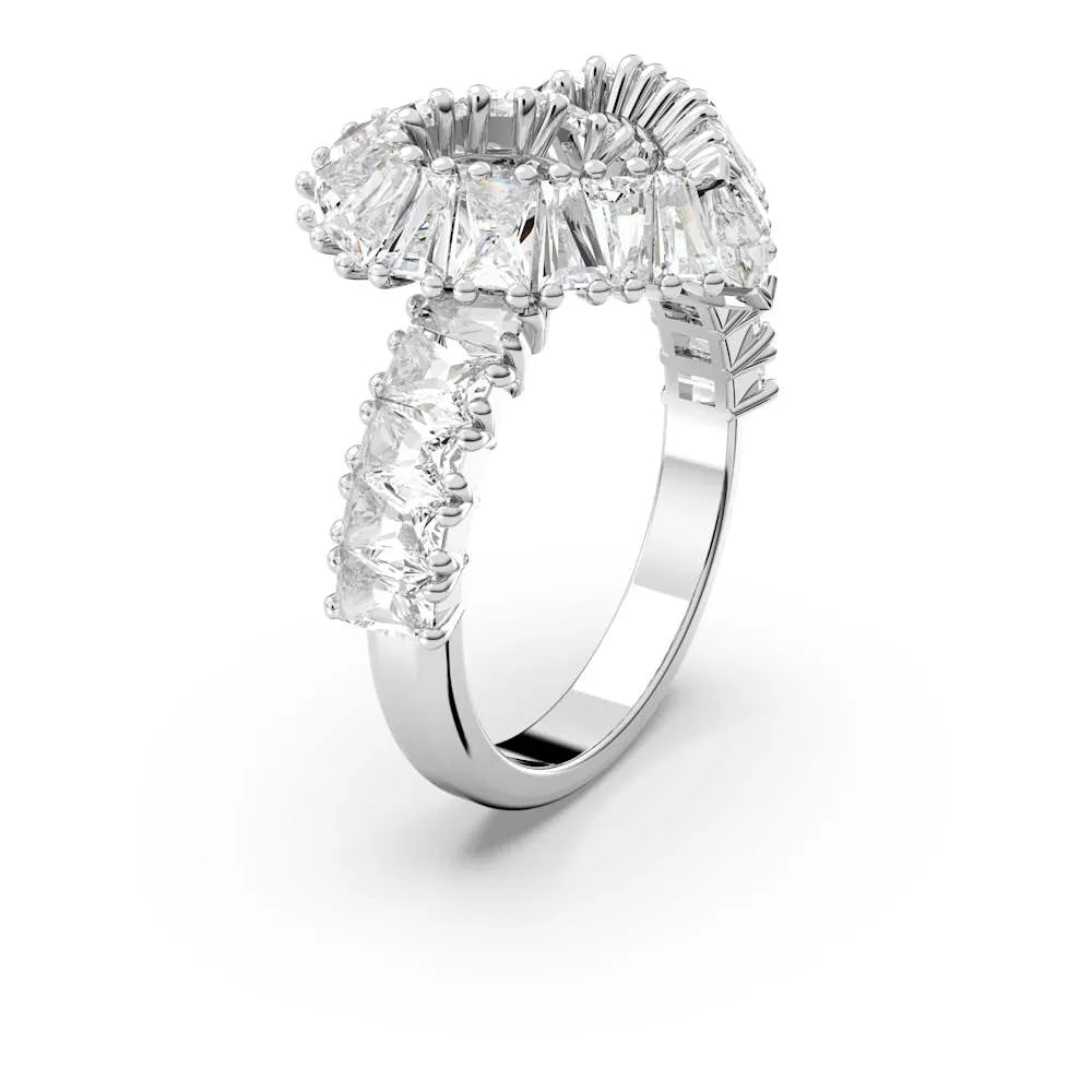 Anillo de cóctel Matrix, combinación de cortes, corazón, blanco