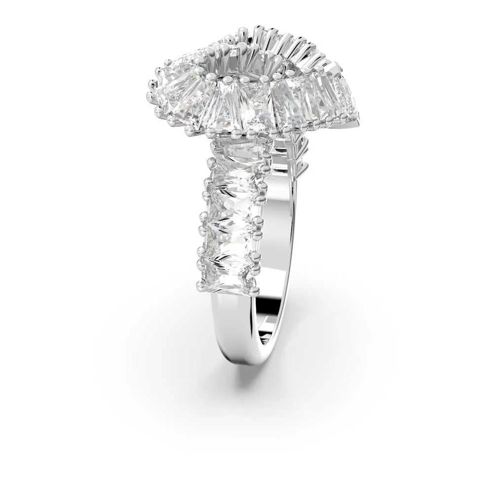 Anillo de cóctel Matrix, combinación de cortes, corazón, blanco