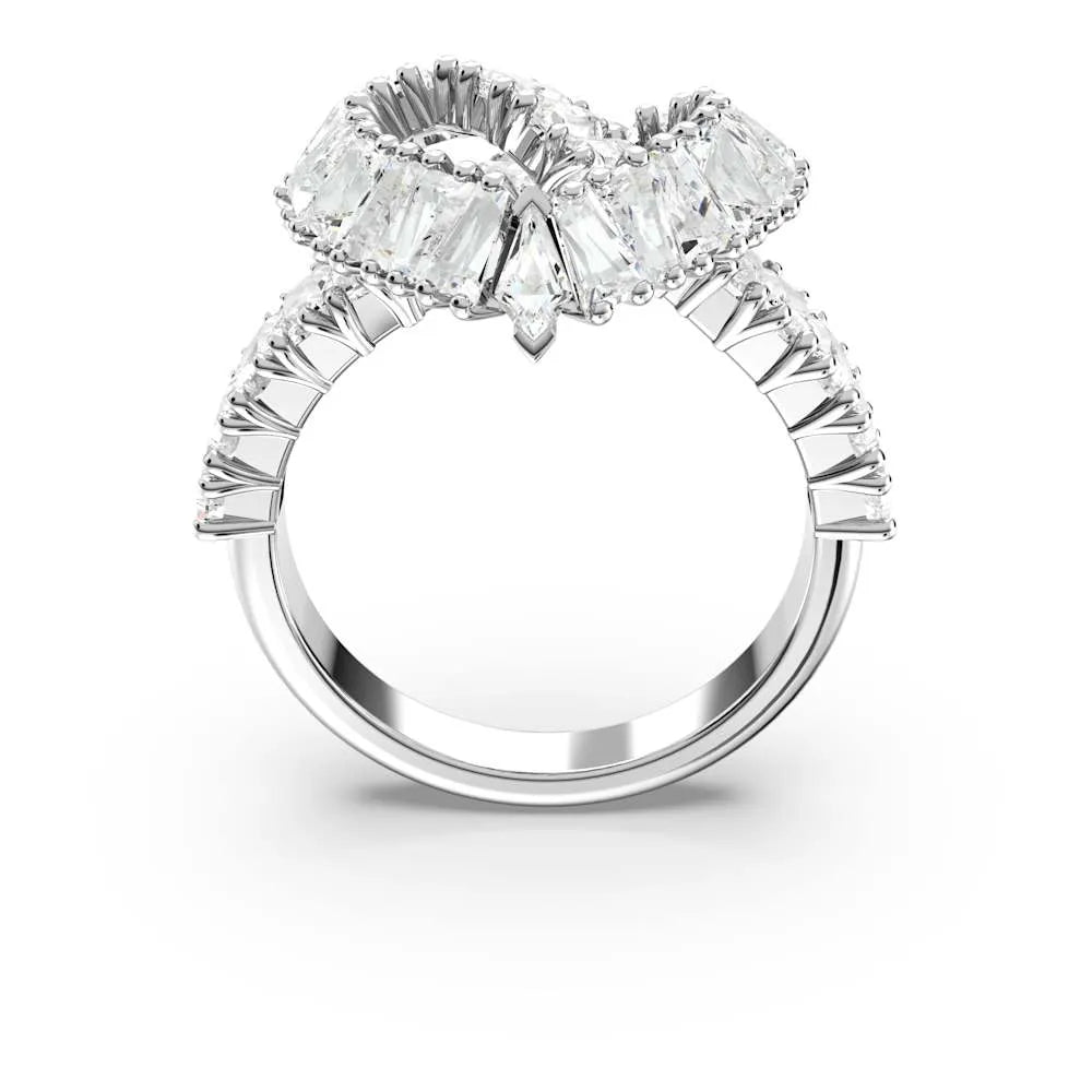 Anillo de cóctel Matrix, combinación de cortes, corazón, blanco