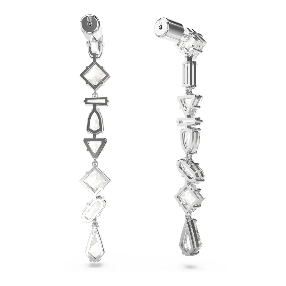 Pendientes largos Mesmera, combinación de cortes, grandes, blancos