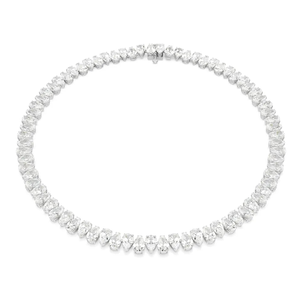 Collar Matrix, corte pera, blanco, baño de rodio
