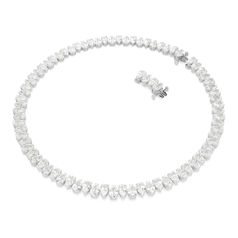 Collar Matrix, corte pera, blanco, baño de rodio