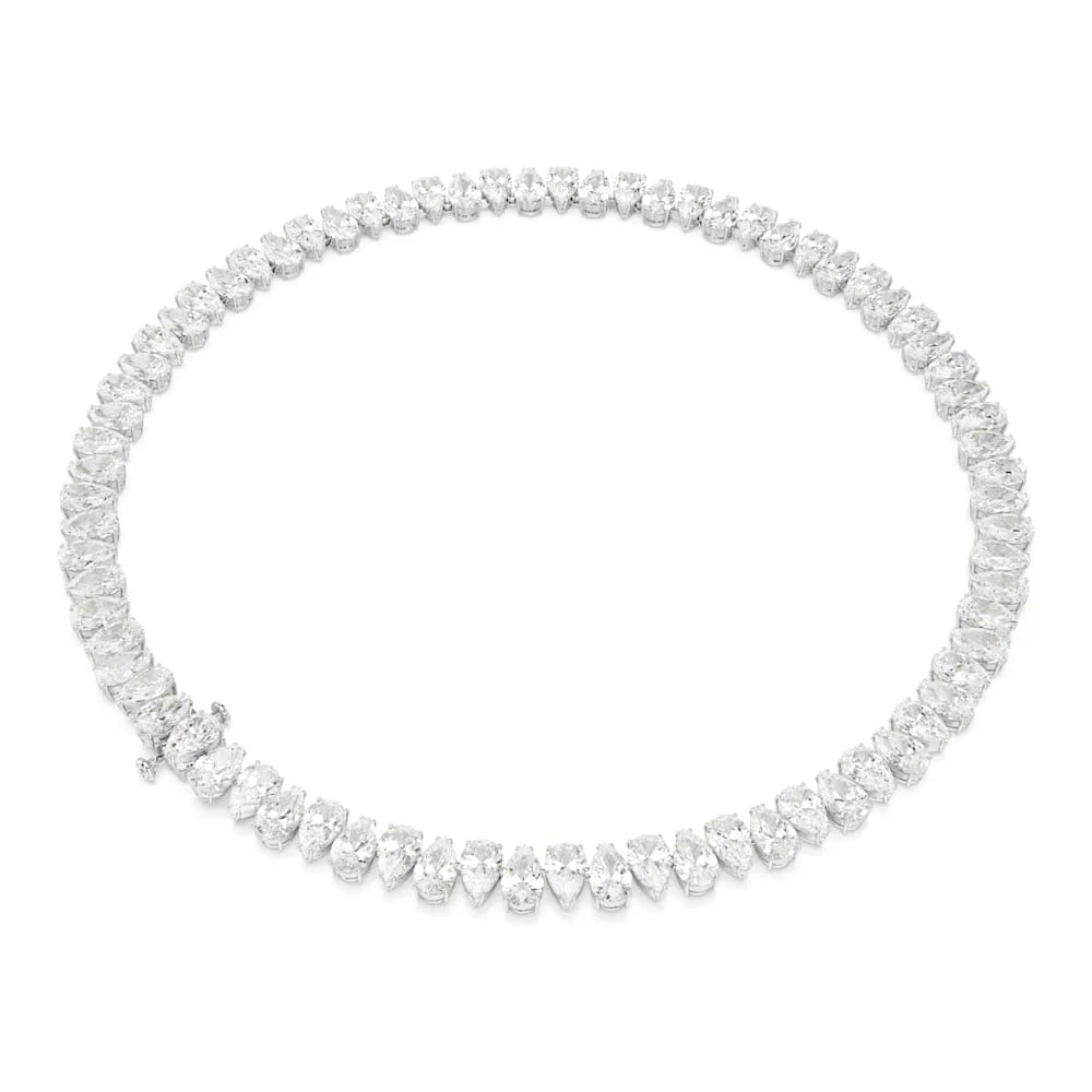 Collar Matrix, corte pera, blanco, baño de rodio