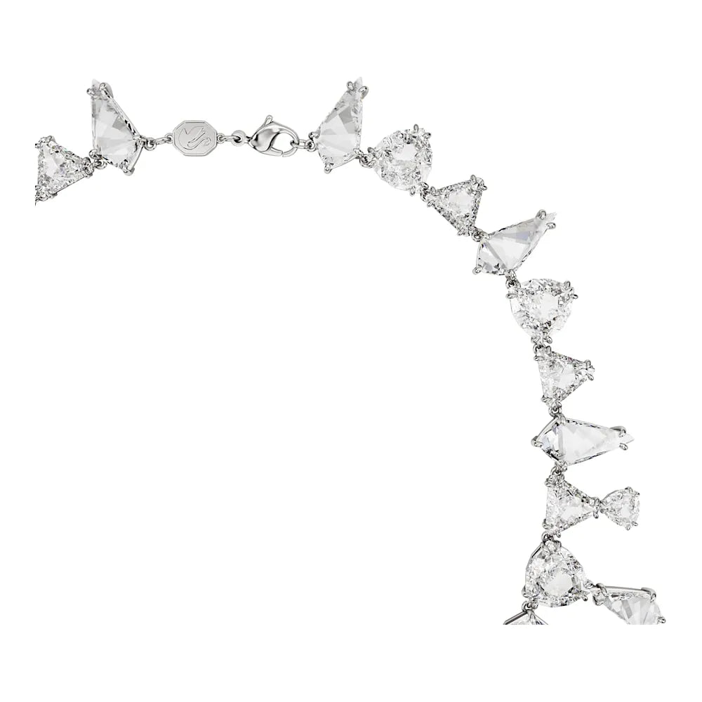 Collar Mesmera, Llamativo, Combinación de cortes, Blanco, Baño de rodio