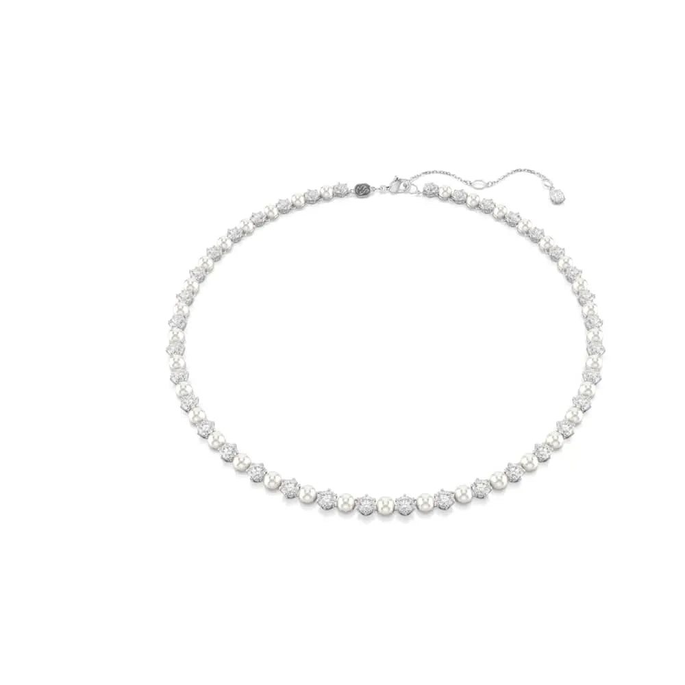 Collar Tennis Matrix, Perla de Cristal, Talla Redonda, Blanco