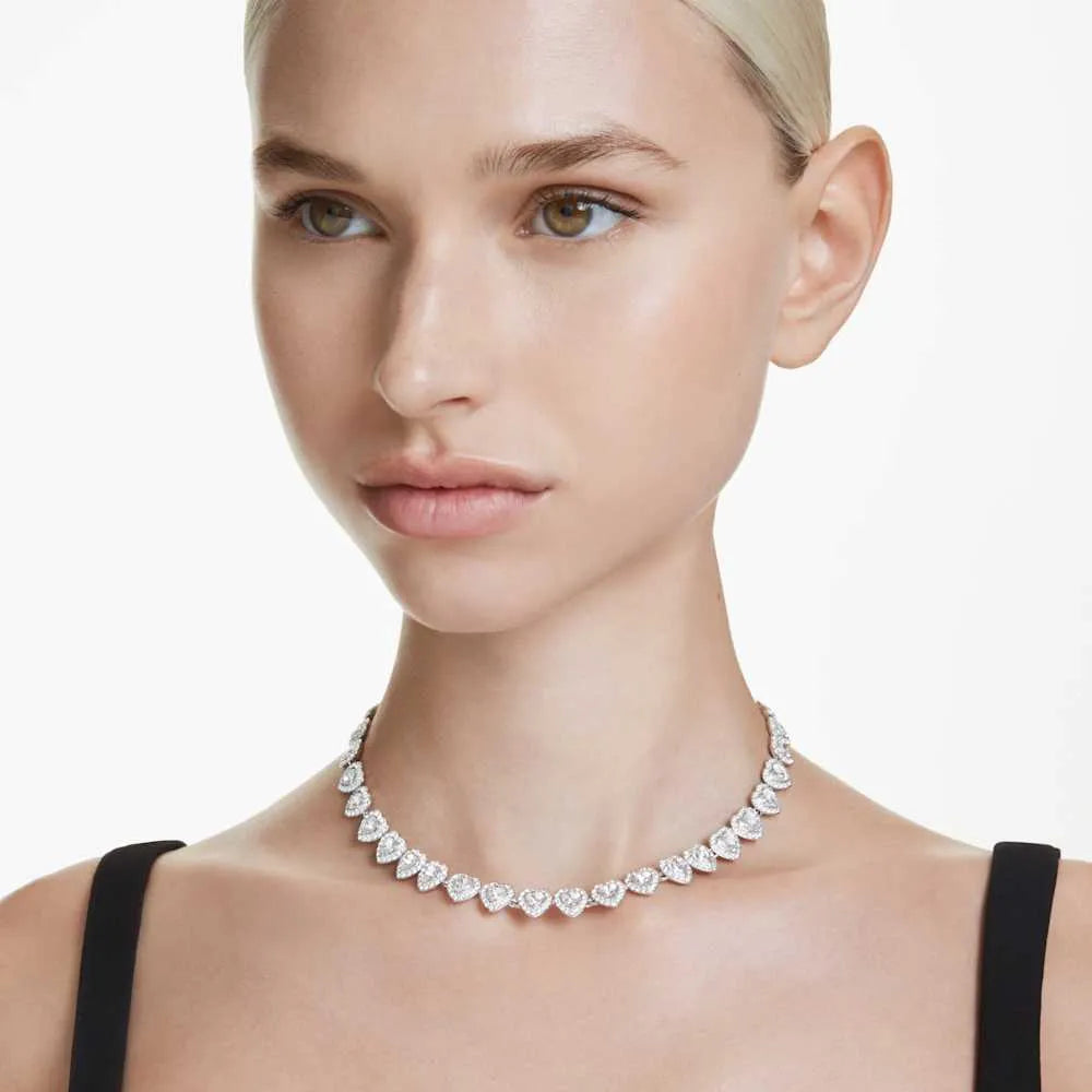 Collar Tennis Matrix, Perla de Cristal, Talla Redonda, Blanco