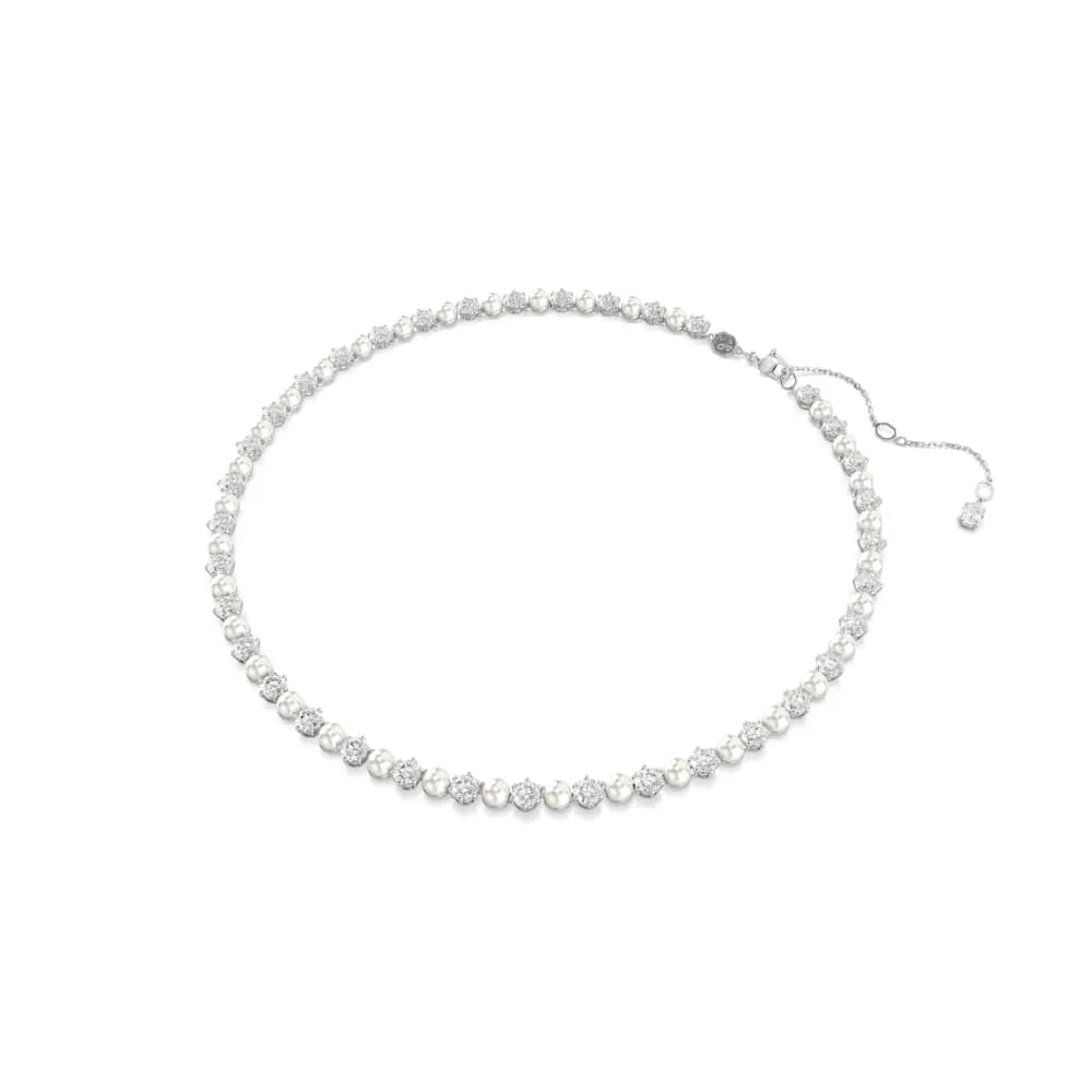 Collar Tennis Matrix, Perla de Cristal, Talla Redonda, Blanco
