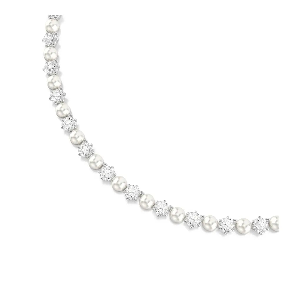Collar Tennis Matrix, Perla de Cristal, Talla Redonda, Blanco