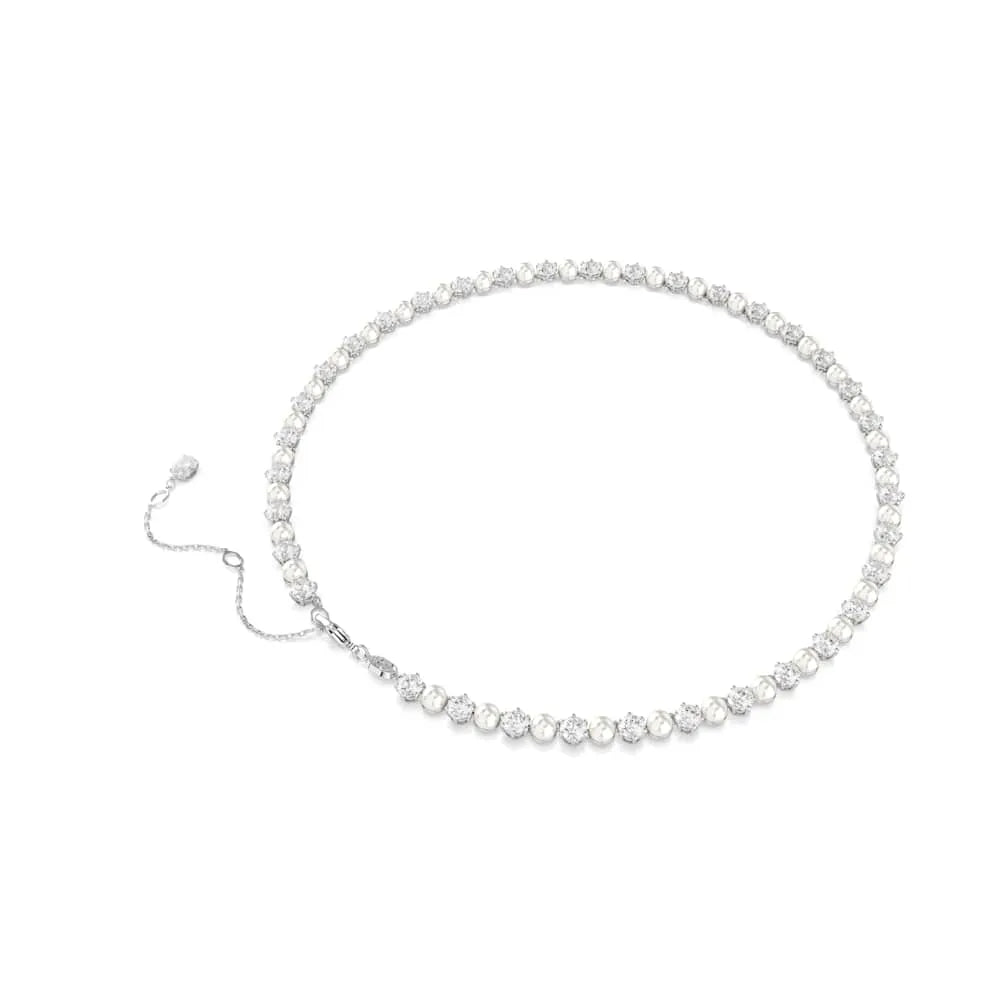 Collar Tennis Matrix, Perla de Cristal, Talla Redonda, Blanco