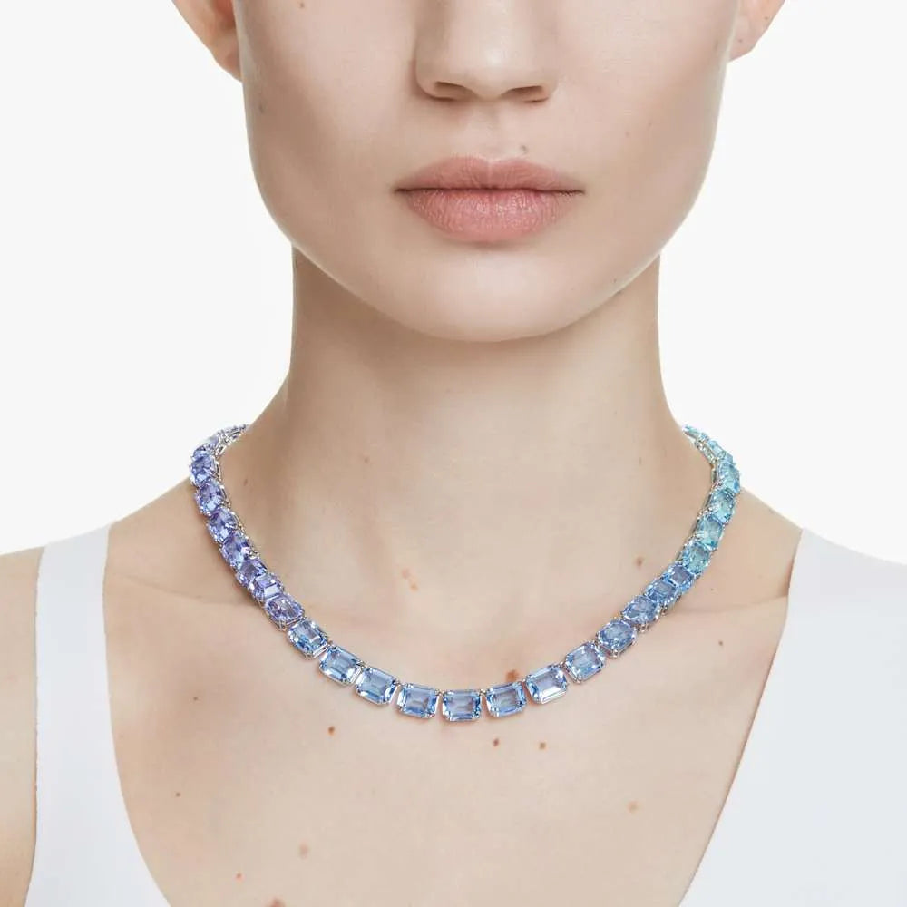 Collar Millenia, corte octogonal, degradado de color, azul