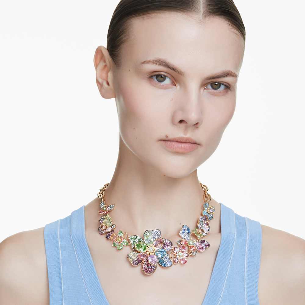 Collar Idyllia, Combinación de cortes, Pavé, Flor, Multicolor