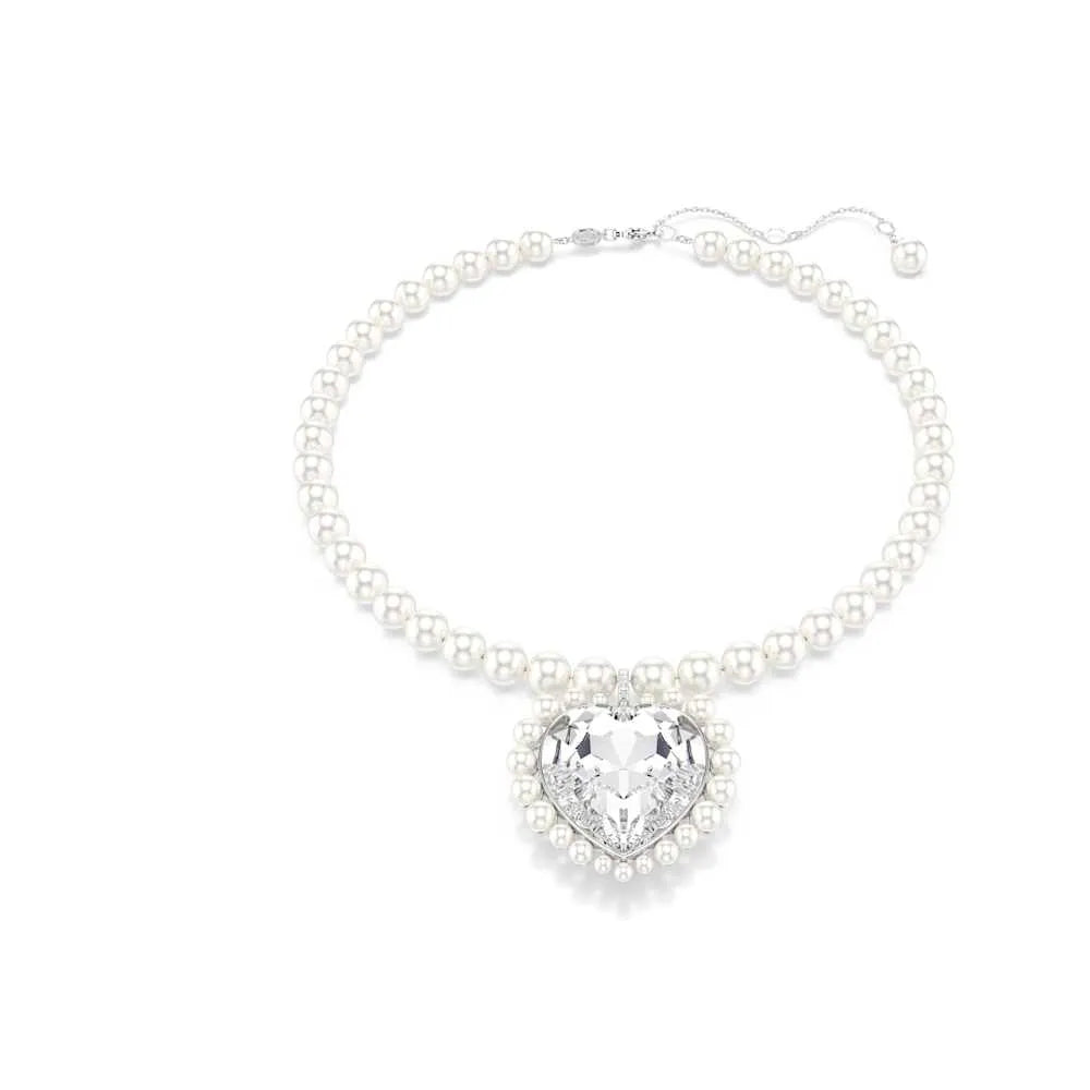 Collar Ariana Grande x Swarovski, perla de cristal, corte de corazón, corazón, blanco