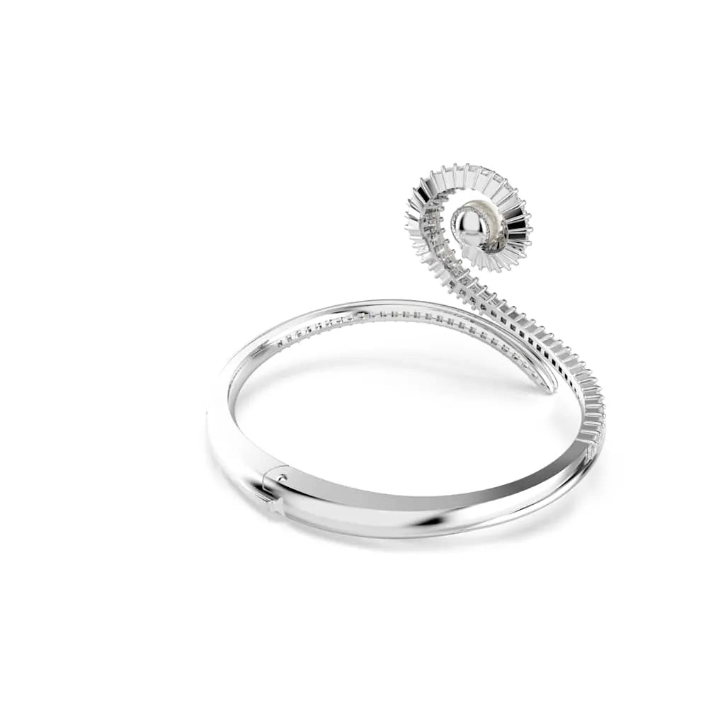 Pulsera Ariana Grande x Swarovski, perla de cristal, talla baguette, blanca, baño de rodio