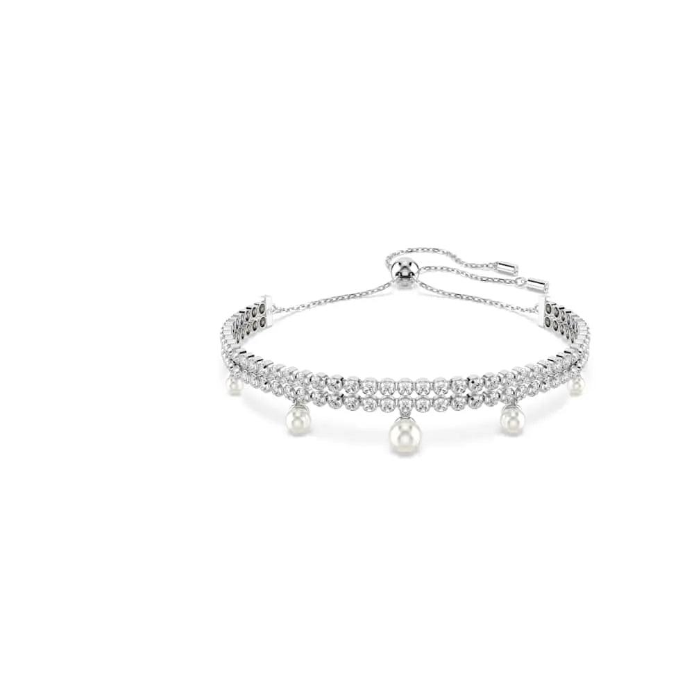 Pulsera Ariana Grande x Swarovski, perla de cristal, corte redondo, color blanco