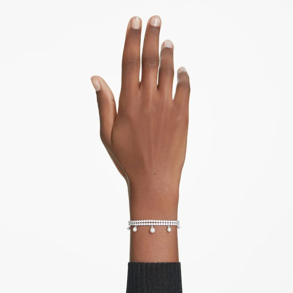 Pulsera Ariana Grande x Swarovski, perla de cristal, corte redondo, color blanco