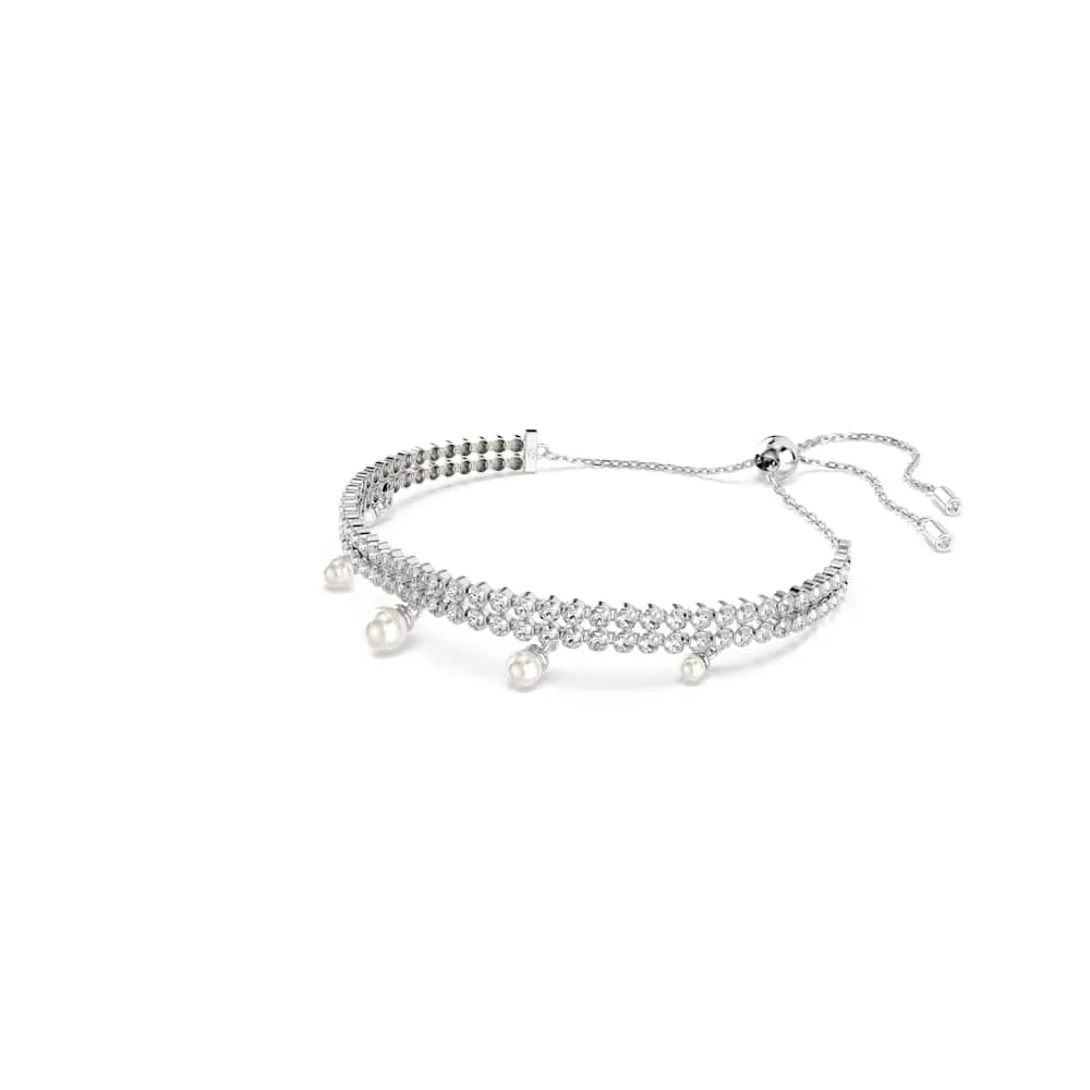 Pulsera Ariana Grande x Swarovski, perla de cristal, corte redondo, color blanco