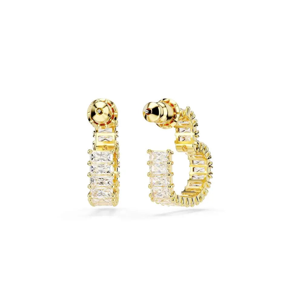 Pendientes de aro Matrix, talla baguette, corazón, pequeños, blancos