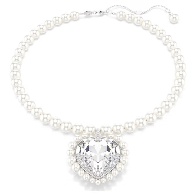 Collar Ariana Grande x Swarovski, perla de cristal, corte de corazón, corazón, blanco