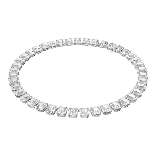 Collar Millenia, cristales de corte octogonal, blanco