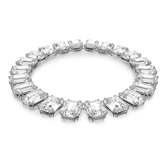 Collar Millenia, cristales de talla octogonal, blanco