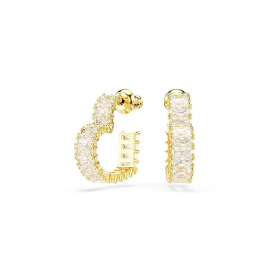 Pendientes de aro Matrix, talla baguette, corazón, pequeños, blancos