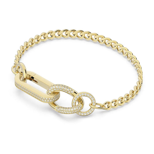 Pulsera Dextera con pavé y eslabones mixtos, color blanco