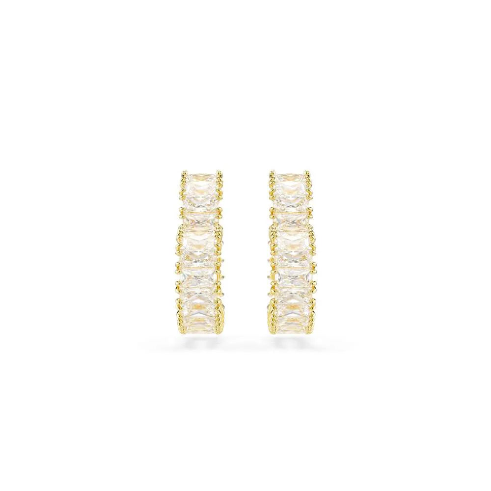 Pendientes de aro Matrix, talla baguette, corazón, pequeños, blancos