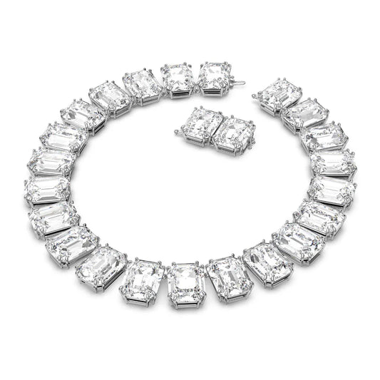 Collar Millenia, cristales de talla octogonal, blanco