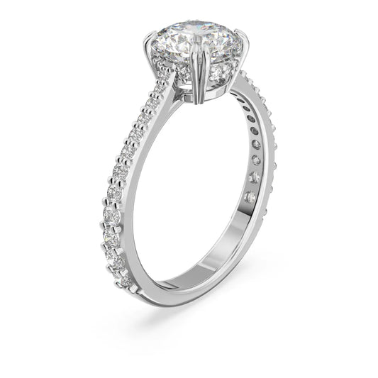 Anillo de cóctel Constella, corte princesa, pavé, blanco