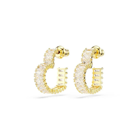 Pendientes de aro Matrix, talla baguette, corazón, pequeños, blancos