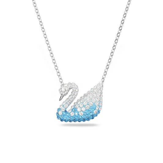 Colgante de cisne, baño de rodio, multicolor