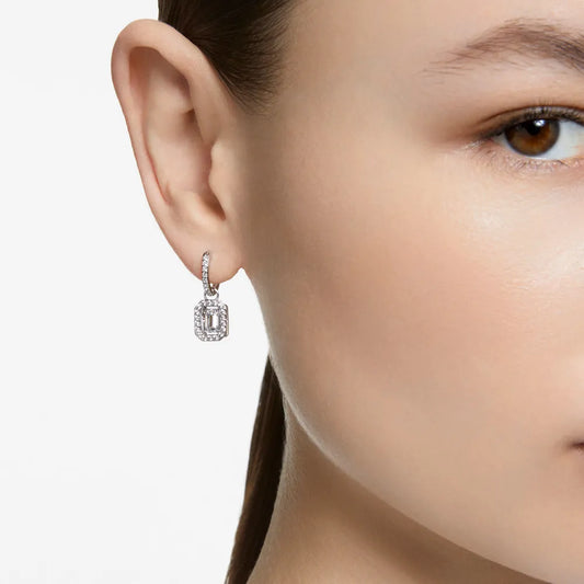 Pendientes largos Millenia, corte octogonal, color blanco