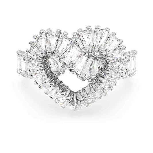 Anillo de cóctel Matrix, combinación de cortes, corazón, blanco