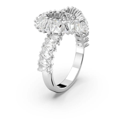 Anillo de cóctel Matrix, combinación de cortes, corazón, blanco